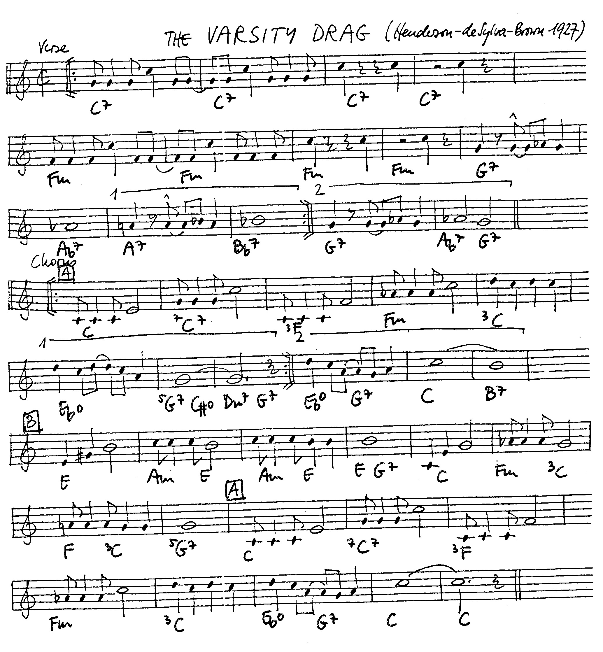 the varsity drag leadsheet – book us for your next 20s or gatsby event